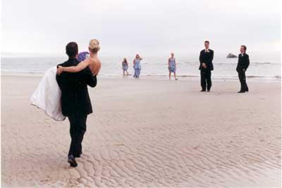 Bride and Groom at Cape Cod Wedding, Skaket Beach, Orleans